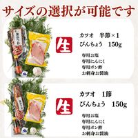 【お刺身セット2種】生カツオのタタキ(1節 or 半節)+ビンチョウマグロ柵(150g)