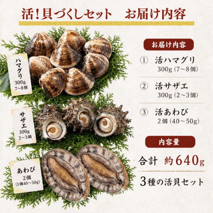 【BBQセット/貝づくし】ハマグリ/サザエ/あわび