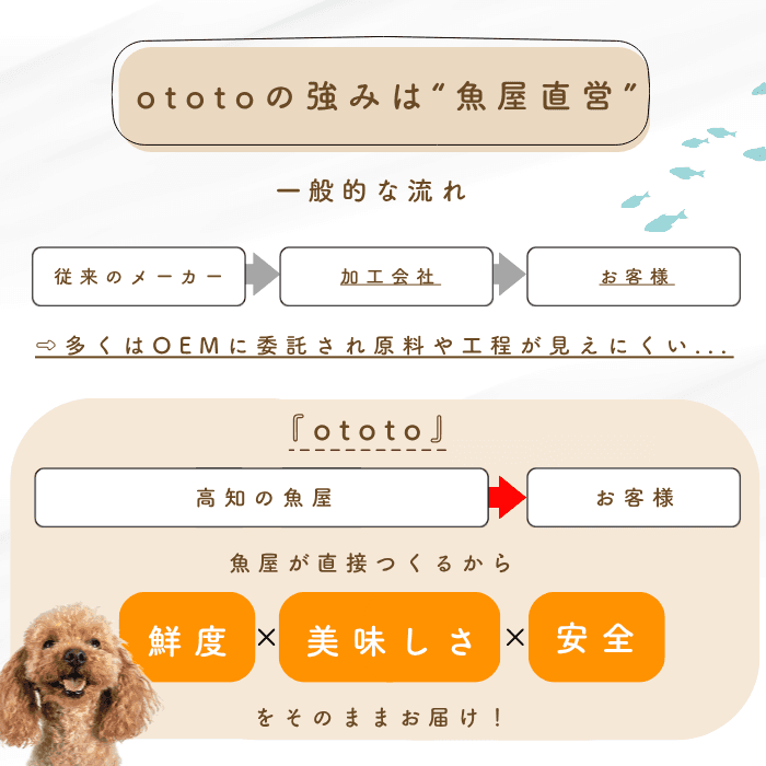 ototo: An additive-free pet food for dogs and cats, passionately created by a second-generation fishmonger.