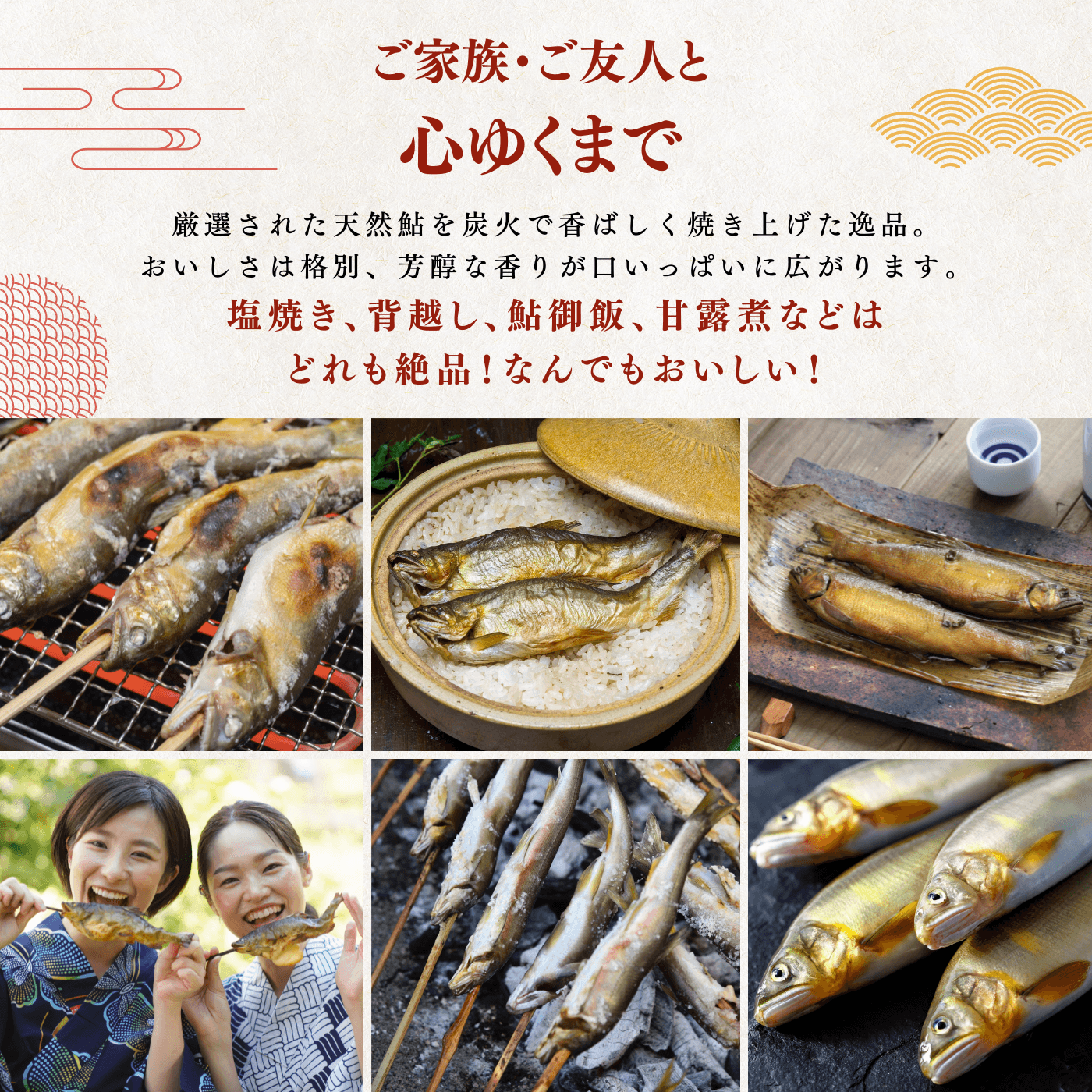 天然アユ 塩焼き 背越し 鮎ご飯 甘露煮 などの食べ方