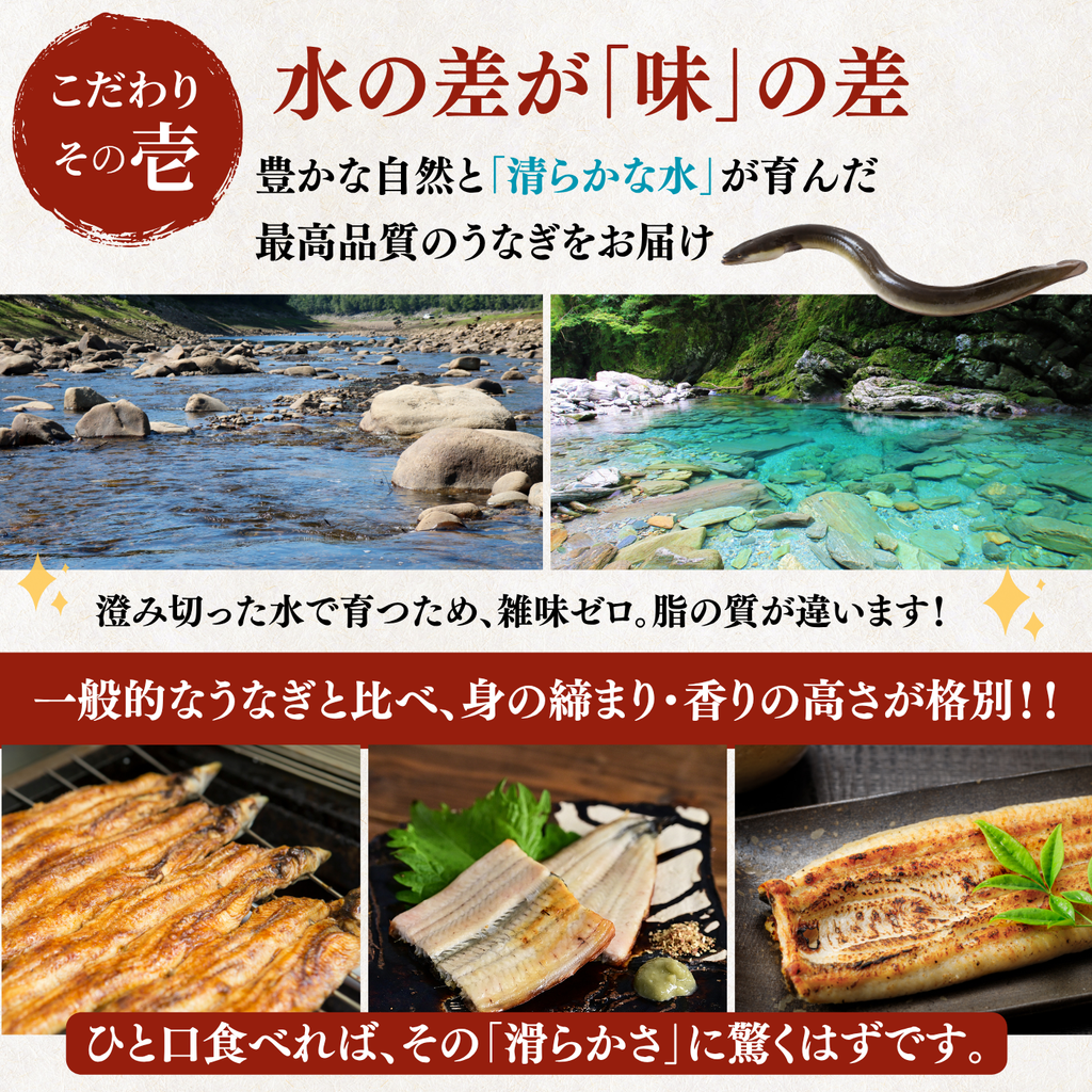 土佐の清流うなぎ 白焼きセット ＜匹数：1~3尾　量：160~480g＞