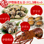 活き 伊勢海老＆貝づくし3種セット アワビ ハマグリ サザエ