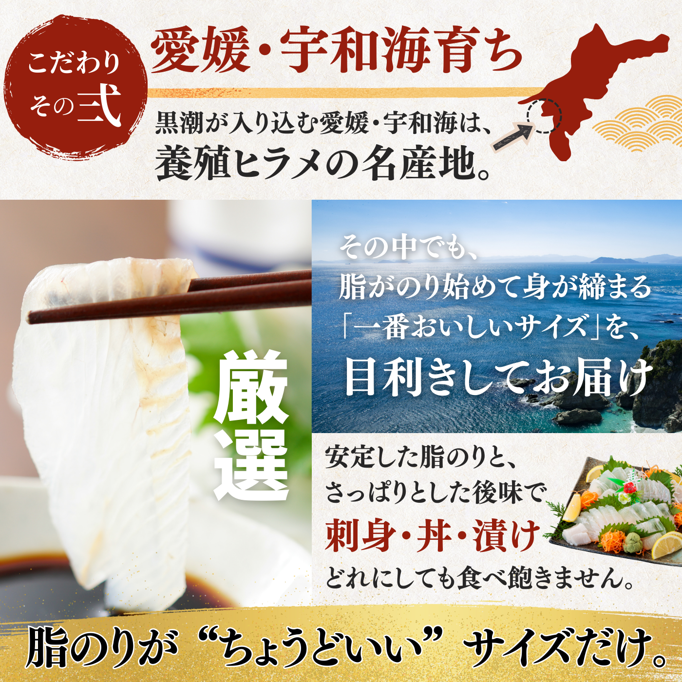 ヒラメ お刺身＋えんがわ＜一柵　量：170g＞