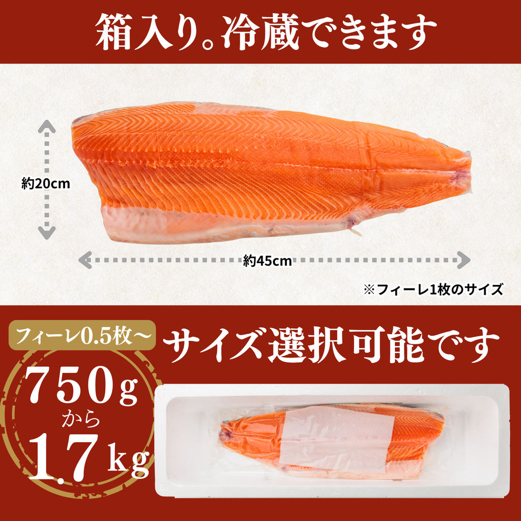 サーモンフィーレ＜フィーレ1枚　量：750g～1.5-1.7kg＞