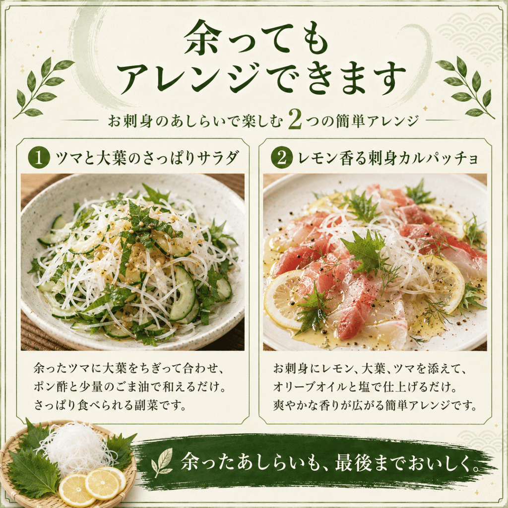お刺身のあしらい ツマ・大葉・レモンセット ＜1セット／刺身3~4人前＞