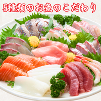 【お刺身セット5種】生カツオのタタキ(1節 or 半節)+ブリ/タイ/シマアジ/ヒラメ(各柵150g)
