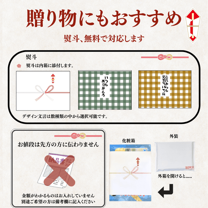 熨斗の無料対応 贈り物にもおすすめ 熨斗デザイン見本