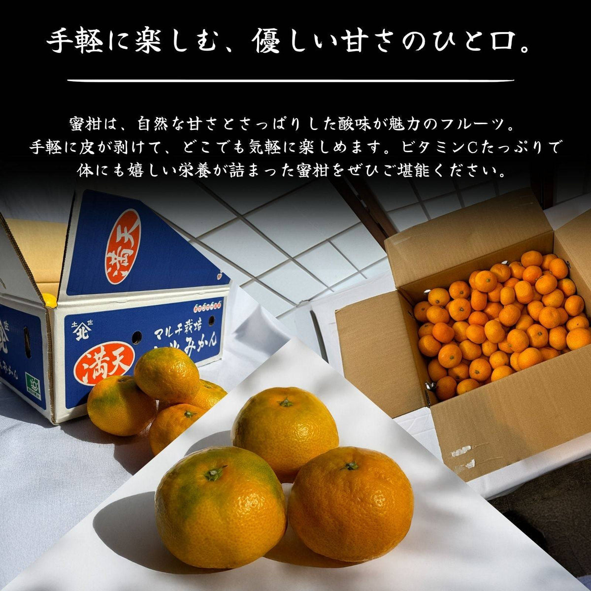 山北みかん 手軽に楽しむ優しい甘さ 箱と果実